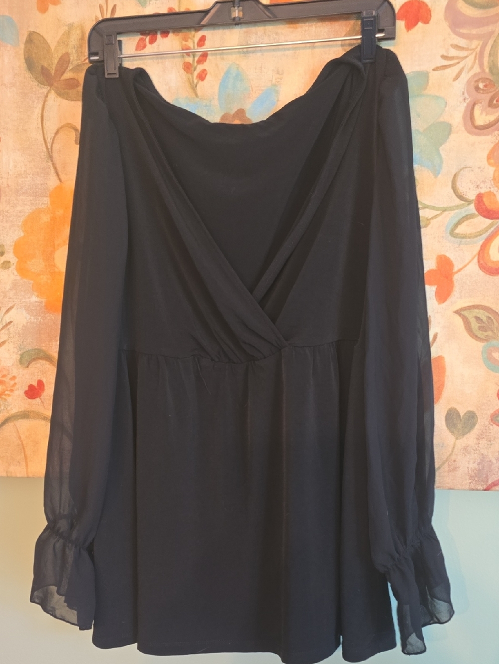 torrid Black Long-Sleeve Surplice Blouse